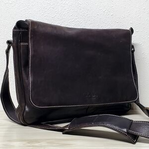 Cole Haan Brown Leather Messenger Bag with Adjustable Strap